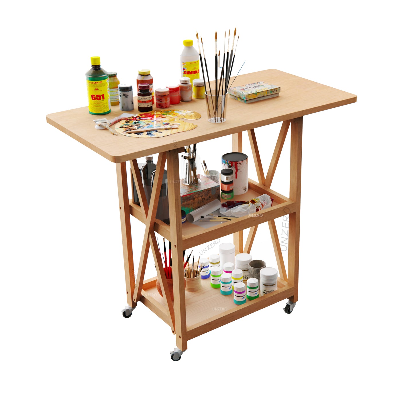 UNZERO Artist Taboret Rolling Cart on Wheels for Art Studio Gallery