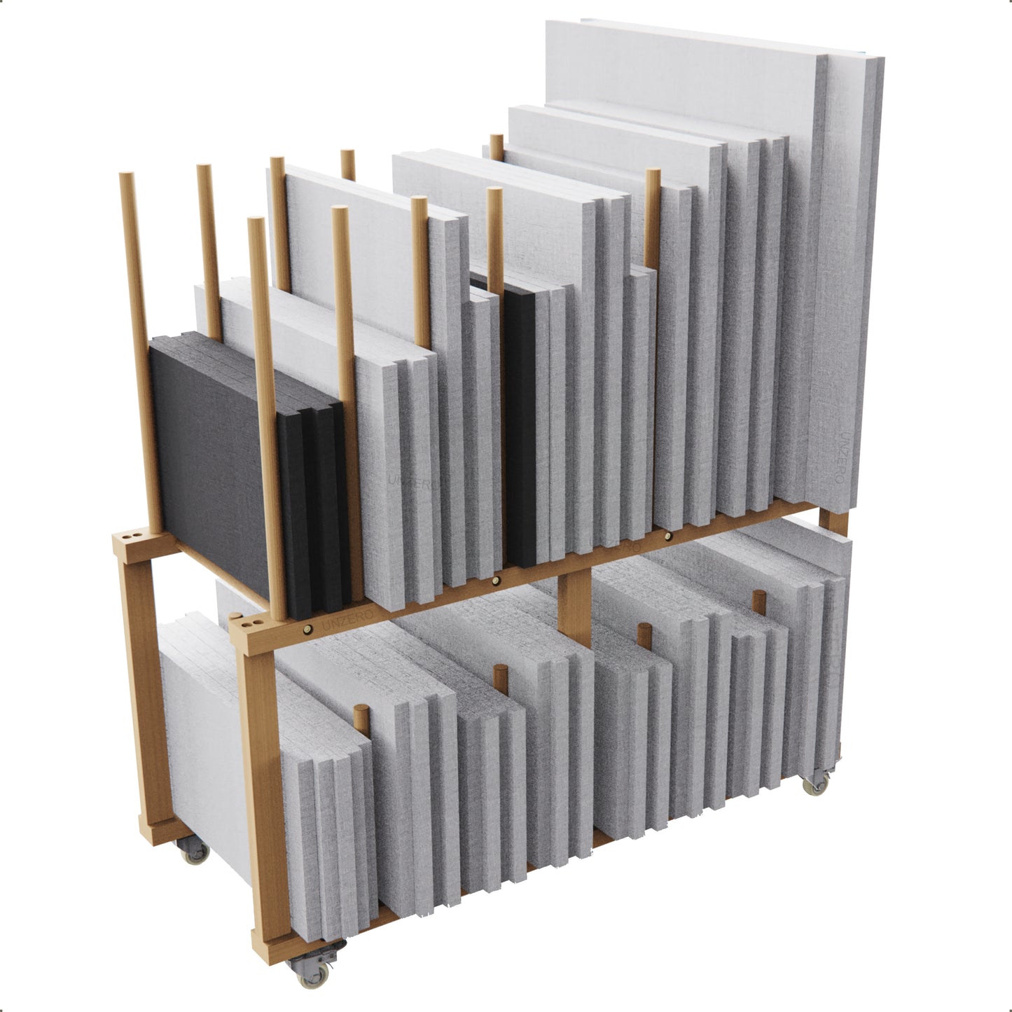 UNZERO 2-tier Art Canvas Storage rack with Handle & Caster Wheels for Large Framed Art Drawing Board