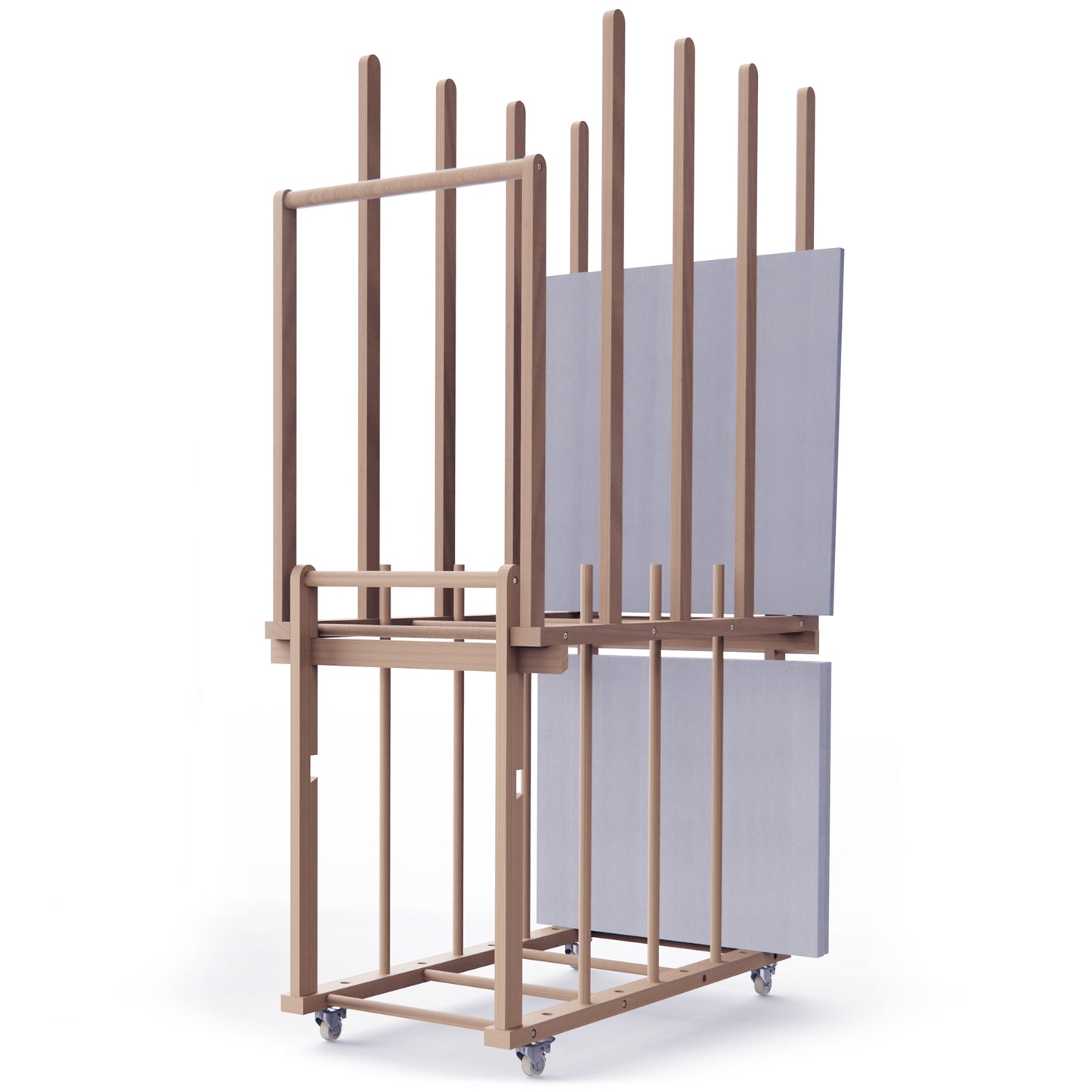 UNZERO 2-tier Art Canvas Storage rack with Handle & Caster Wheels for Large Framed Art Drawing Board