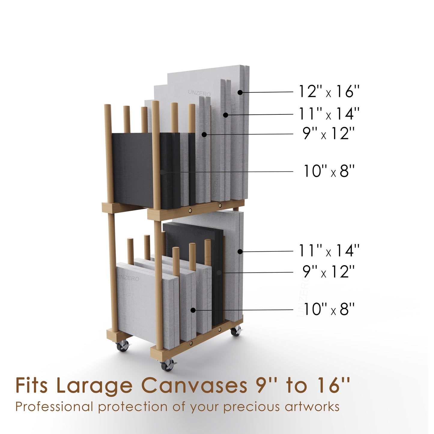 UNZERO 2-tier Art Canvas Storage rack for 10'' - 16''Canvas