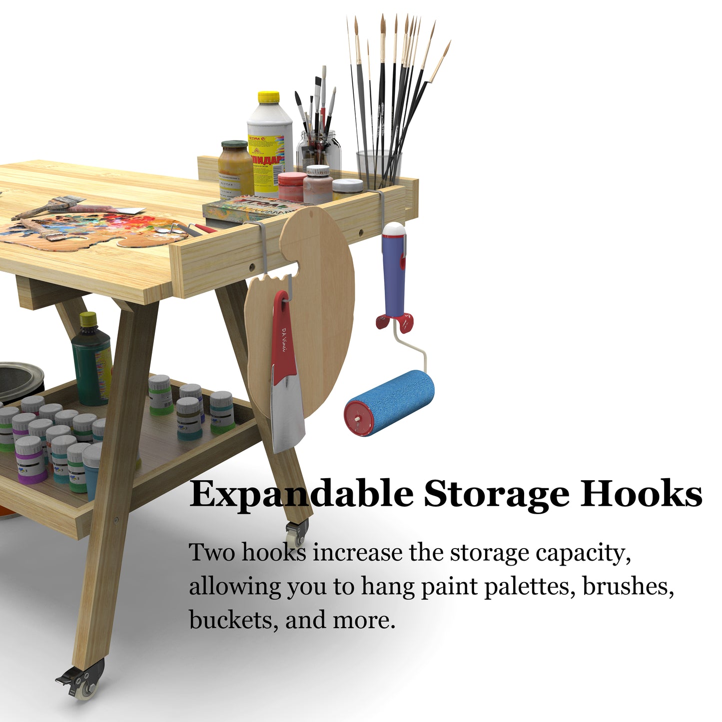 UNZERO Rolling Artist Taboret and Workbench - Art Supplies Craft Organizer Cart for Studio and Gallery