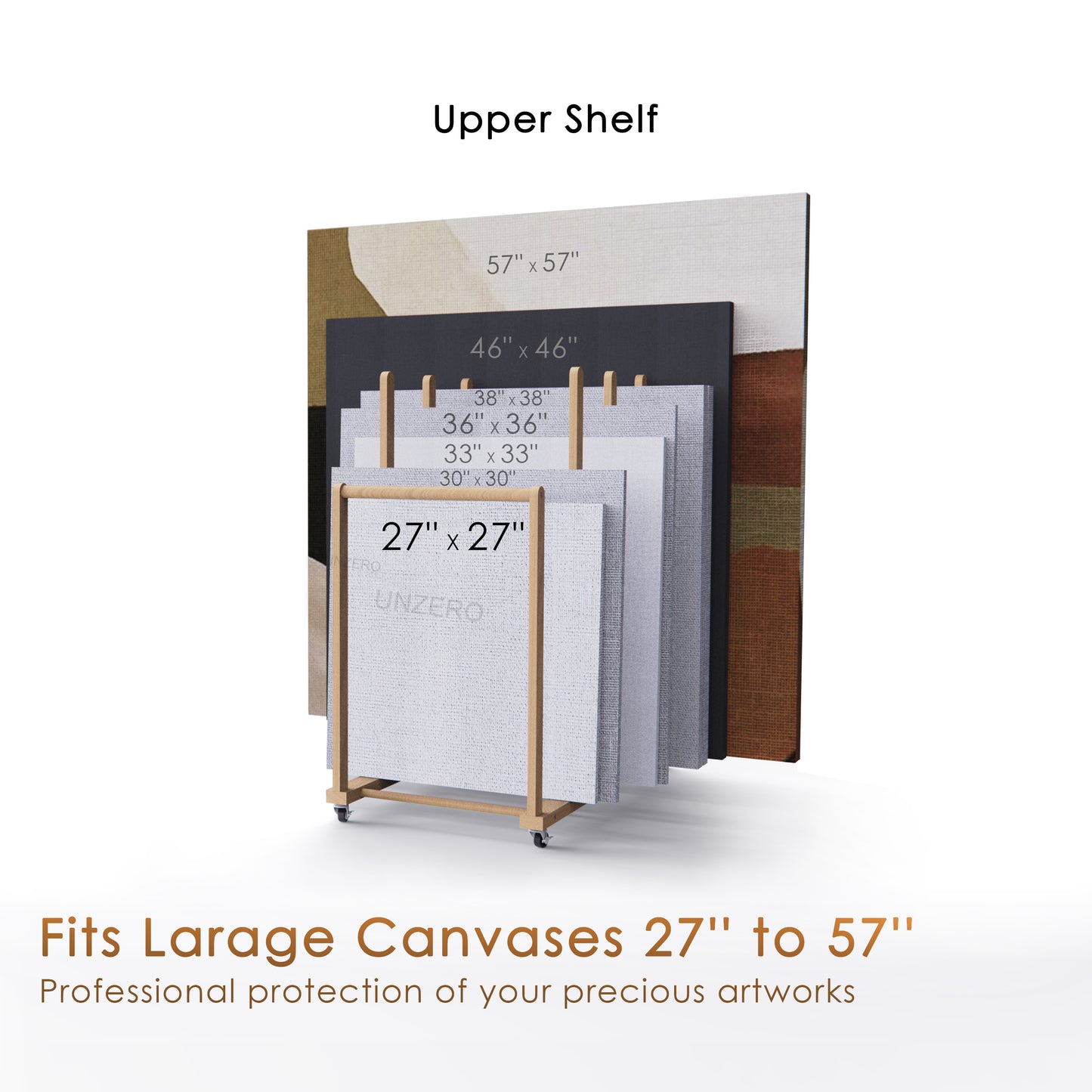 UNZERO 2-tier Art Canvas Storage rack with Handle & Caster Wheels for Large Framed Art Drawing Board