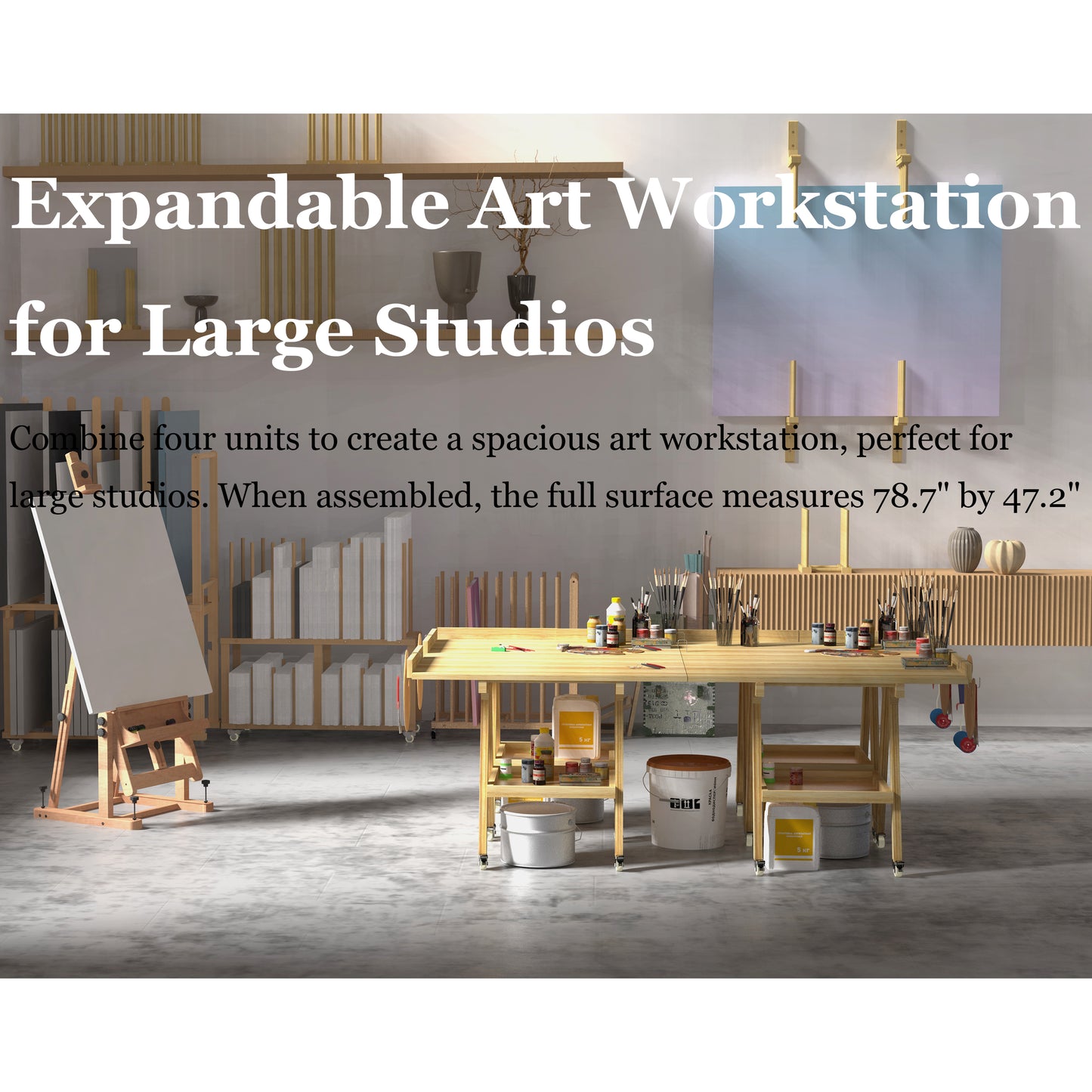UNZERO Rolling Artist Taboret and Workbench - Art Supplies Craft Organizer Cart for Studio and Gallery