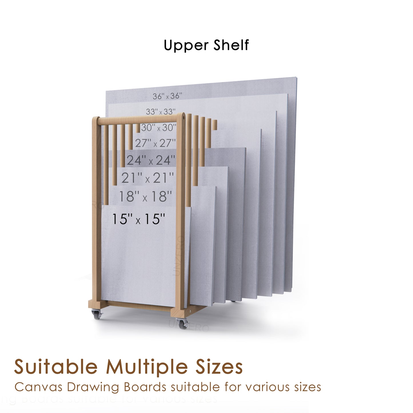 UNZERO 2-tier Art Canvas Storage rack with Handle & Caster Wheels for Art Studios, Artworks, Gallery