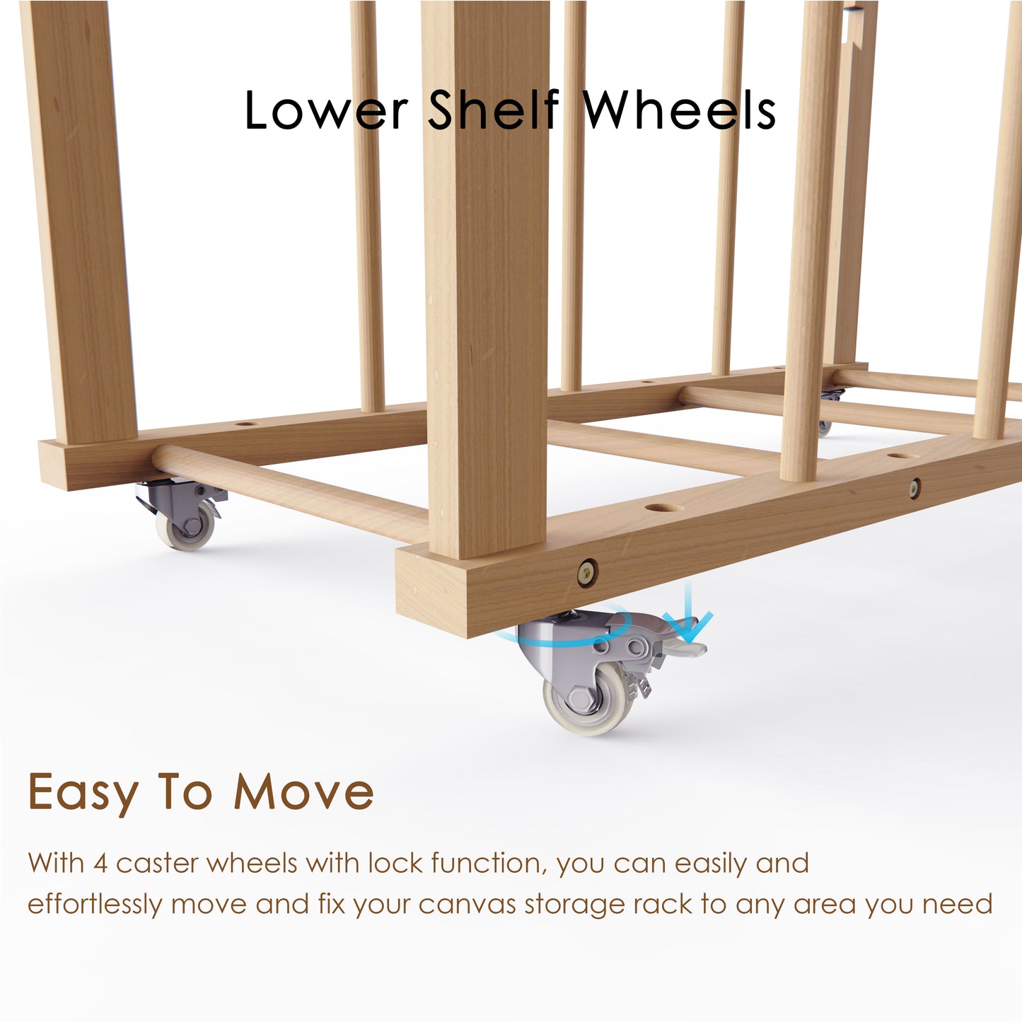 UNZERO 2-tier Art Canvas Storage rack with Handle & Caster Wheels for Large Framed Art Drawing Board