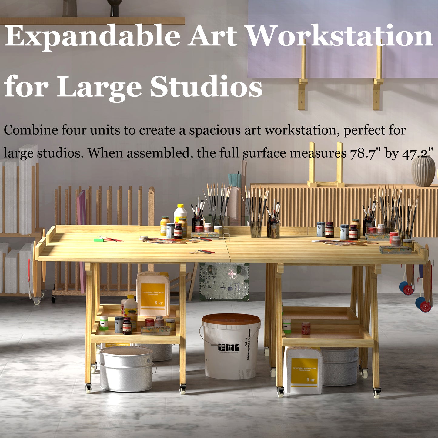 UNZERO Rolling Artist Taboret and Workbench - Art Supplies Craft Organizer Cart for Studio and Gallery