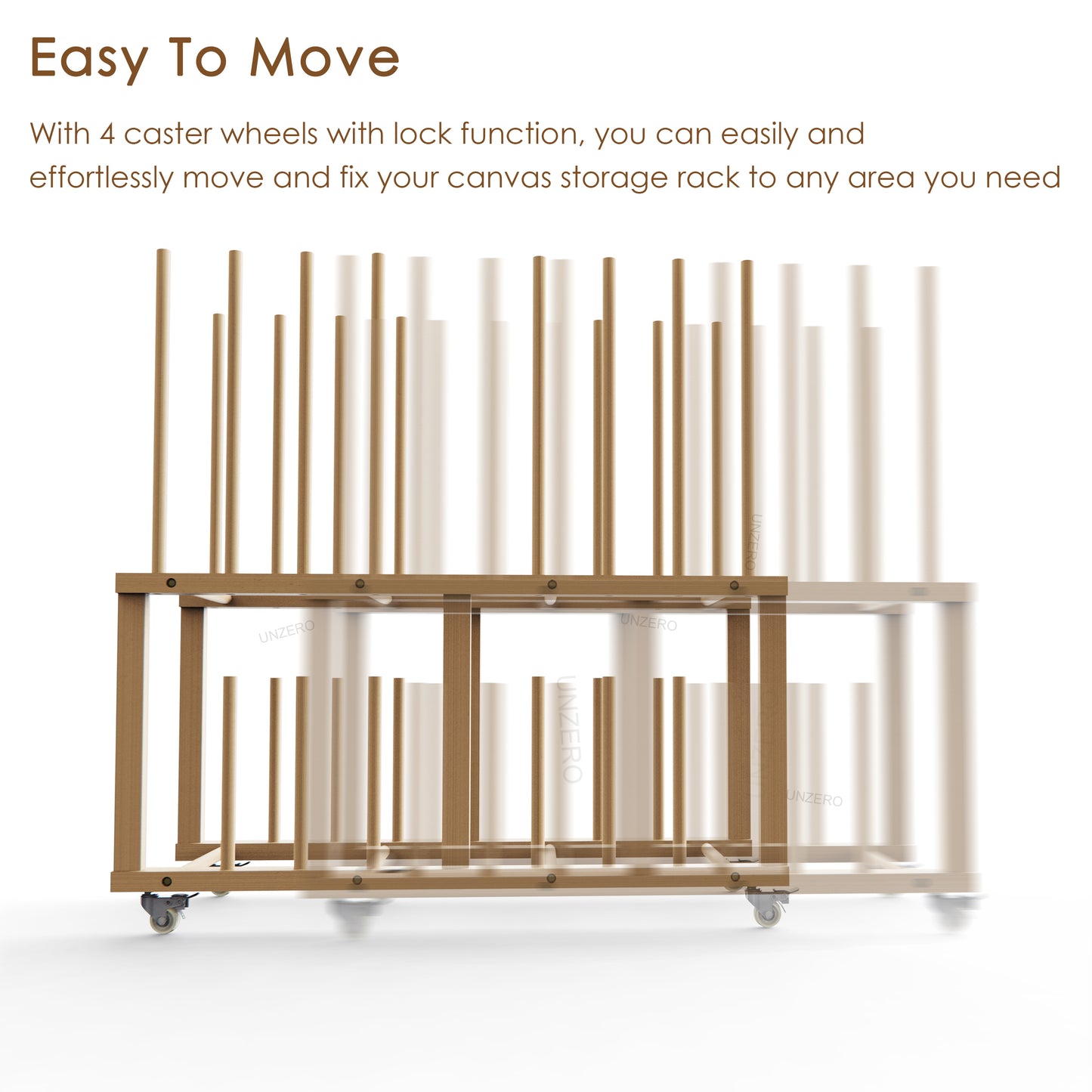 UNZERO 2-tier Art Canvas Storage rack with Handle & Caster Wheels for Large Framed Art Drawing Board