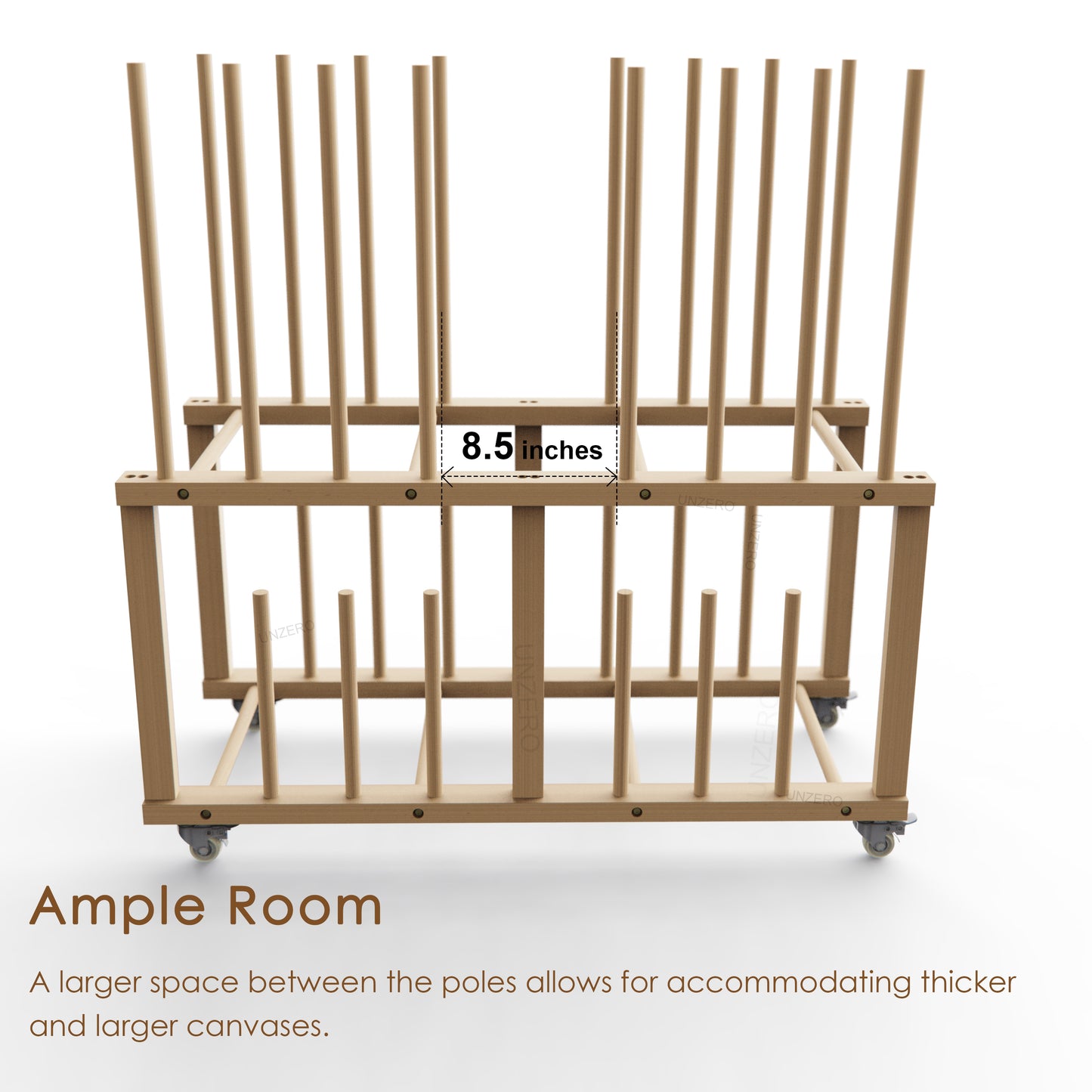 UNZERO 2-tier Art Canvas Storage rack with Handle & Caster Wheels for Large Framed Art Drawing Board