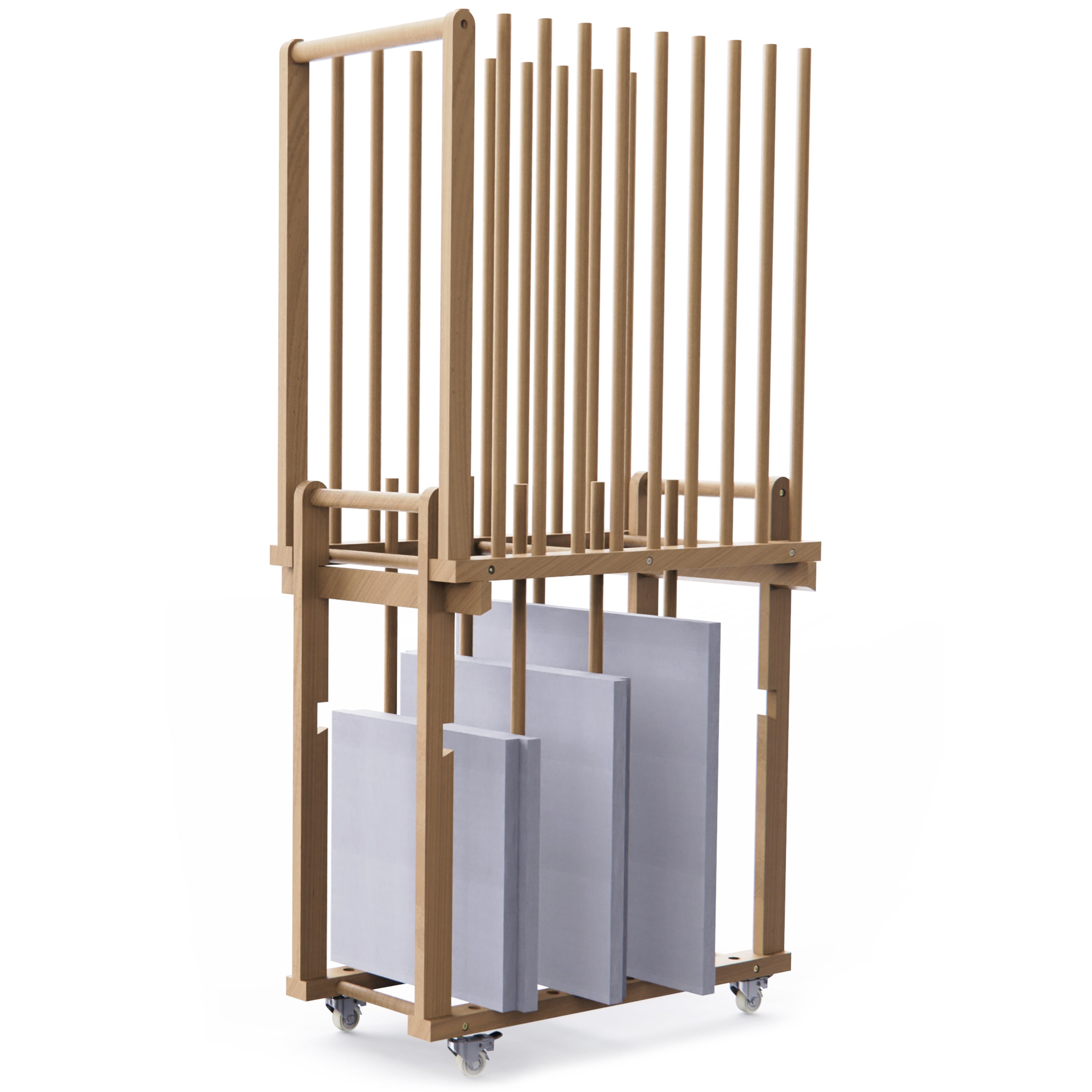 Modular Canvas Rack UNZERO 2-tier Art Canvas Storage rack with Handle & Caster Wheels for