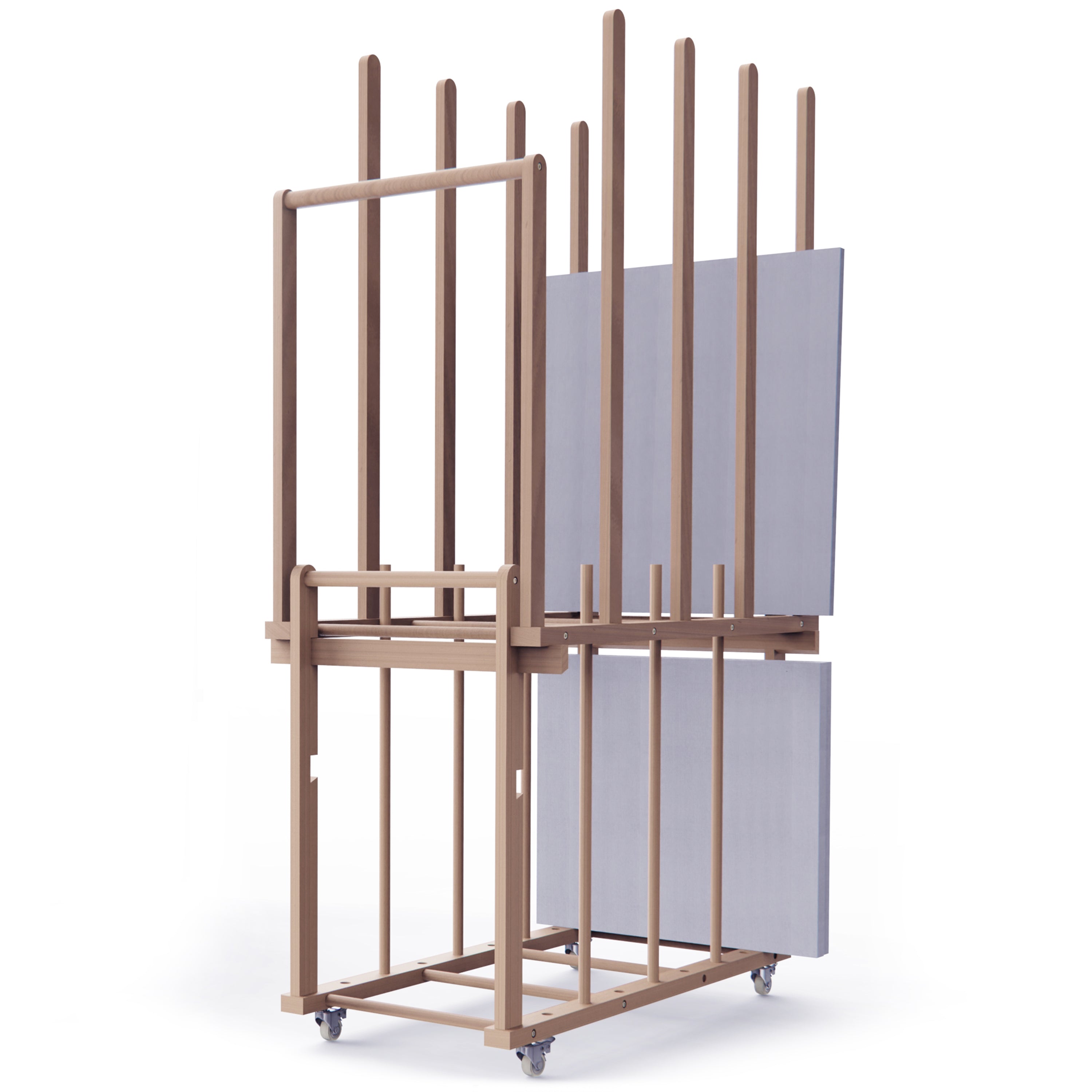 Modular Canvas Rack UNZERO 2-tier Art Canvas Storage rack with Handle & Caster Wheels for