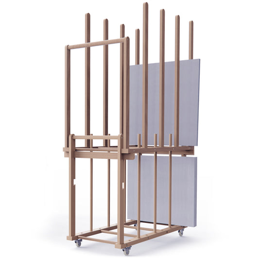 UNZERO 2-tier Art Canvas Storage rack with Handle & Caster Wheels for Large Framed Art Drawing Board