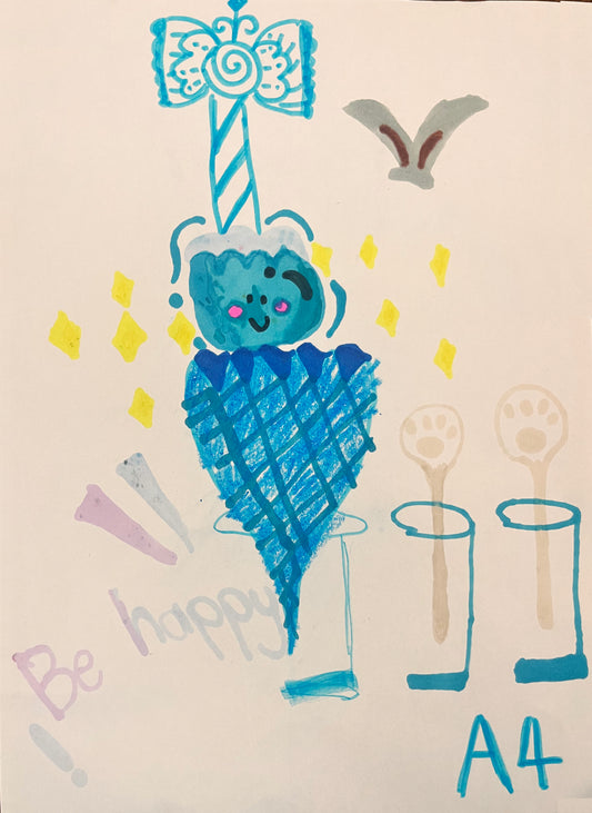 Be Happy Ice Cream Fantasy (A4 Watercolor Marker Art)