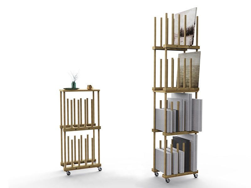 UNZERO 4-Tier Bamboo Art Storage Rack for Canvas & Prints